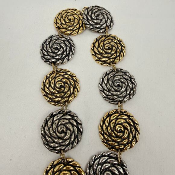 Vintage Disc Chain Belt Gold Silver Medallion Boho Glam Statement 55\